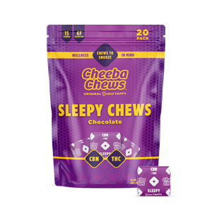 Cheeba Chews Wax Wrap - 20-Pack - Chocolate Sleepy Chews Taffy | 100mg THC : 100mg CBN w/Melatonin