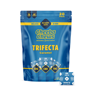 Cheeba Chews Wax Wrap - 20 pack - Trifecta 1:1:1 Caramel Taffy - 100mg CBG: 100mg CBD: 100mg THC